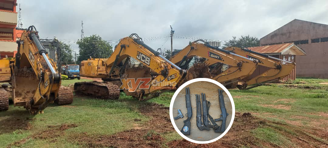 Weapons, excavators seized in major anti-galamsey operation in Ahafo Ano Southwest